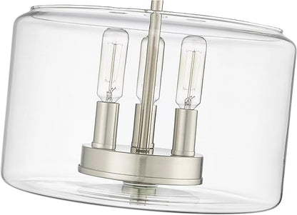 ML Lighting | Asheville Collection | 46923-BN | Metal 3-Light Semi-Flush in Brushed Nickel with Clear Glass Shade | for Compact Spaces Close to Ceiling | Modern Design with an Heirloom Quality