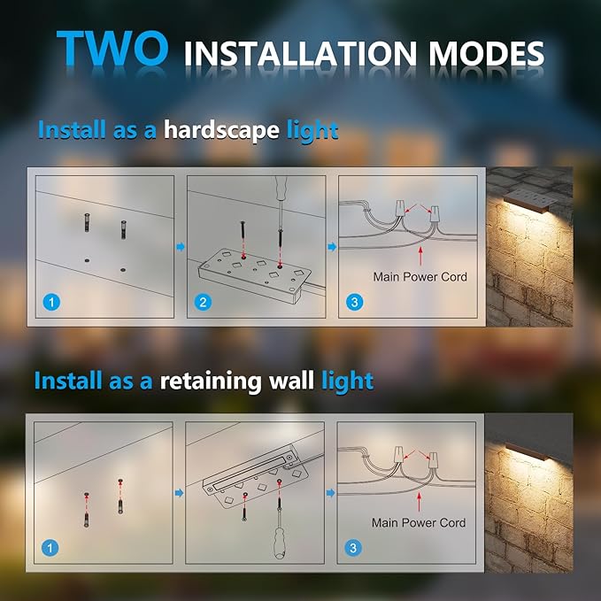 VOLISUN 8 Pack 4 Inch Retaining Wall Lights, Waterproof LED Hardscape Lighting, Cuttable Low Voltage Landscape Lighting, 12V Paver Lights, 1.5W Outdoor Step Lights, 2700K Soft White, ETL