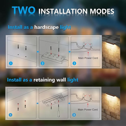 VOLISUN 8 Pack 4 Inch Retaining Wall Lights, Waterproof LED Hardscape Lighting, Cuttable Low Voltage Landscape Lighting, 12V Paver Lights, 1.5W Outdoor Step Lights, 2700K Soft White, ETL