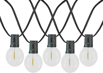 Novelty Lights 50 Feet G40 LED Patio String Light Set with 50 Bulbs, Warm White, Weather Resistant and Shatterproof Replaceable Plastic Globe Bulbs, Black Wire