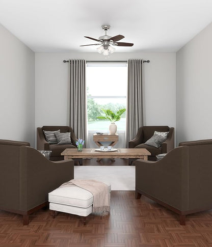 Hunter 42 inch Indoor Ceiling Fan with LED Lights - Ceiling Fan with Pull Chain, For Bedroom or Living Room, Standard Mount, No Remote, 5 Blades, Includes Bulbs - Builder 52106, Brushed Nickel