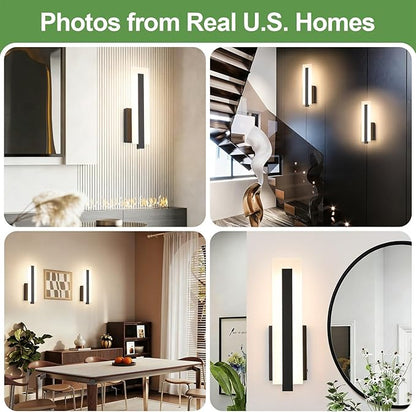 Tipace Hardwired Black Dimmable Modern LED Wall Sconce 2 Packs 3000K 3500K 4000K 5000K 6000K Indoor Wall Lights Up and Down Wall Mount Light for Living Room Bedroom Hallway Corridor(5CCT)