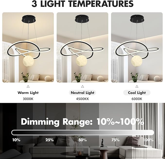 My Precious Modern LED Chandeliers, Chandelier for Living Room with Remote Control, Dimmable Pendant Lights with Mappable Lighting, High Ceiling Hanging Restaurant LED Chandelier for Dining Room
