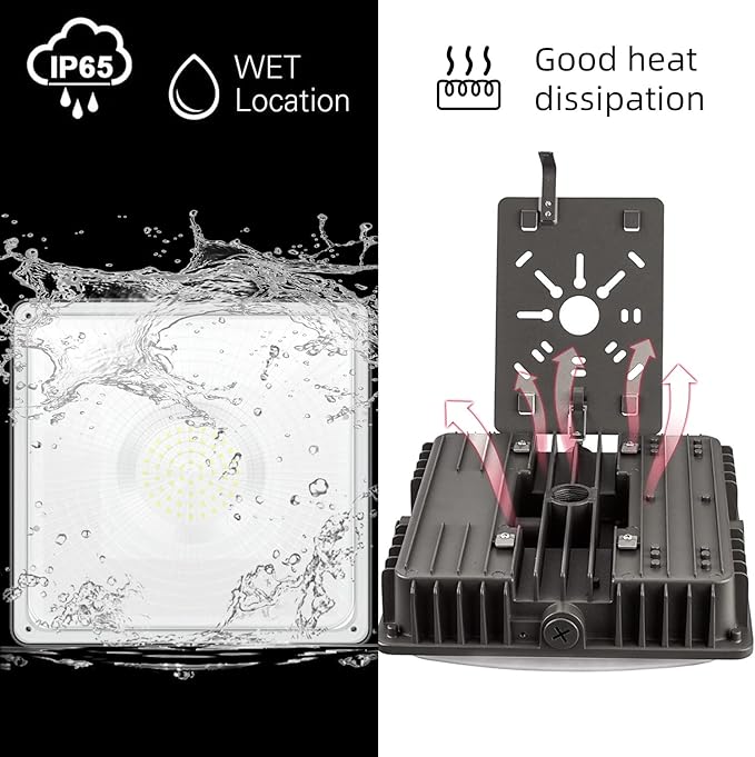 LED Canopy Light Fixture,45W 5850lm HID/HPS Replacement, 9.5" x 9.5", 5700K, AC100-277V, IP65 Waterproof,Canopy Lights Outdoor for Gas Station,Warehouse, Shop (45W-2Pack)