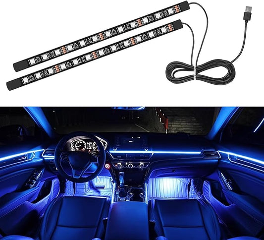 Interior Car Light, LED Ambient Lighting Strip Light Neon Atmosphere Lights, 12V USB Port Auto Under Dash Floor Ambient Night Light Decorative Lamp (USB+Blue)