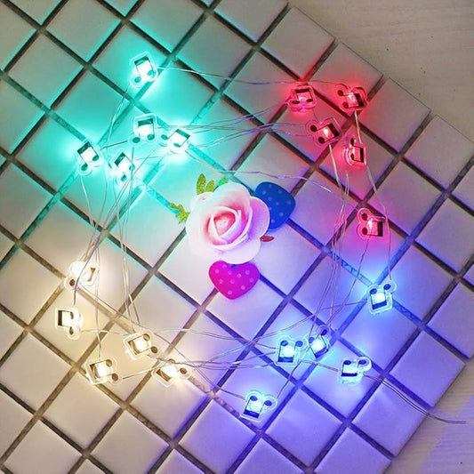 GUOCHENG 6.56ft 20 LED Music Note String Lights, Battery Operated Warm White Music Decorative Fairy Lights, Musical DIY Gift for Music Lover(4Colors)