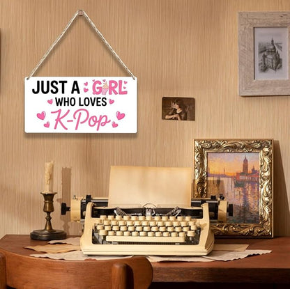 K-pop Gifts for Teen Girls, Music Gifts for Women, Kpop Wood Sign Gift for Girl decorations, Rustic Anime Lovers Wooden Hanging Plaque for Home 12 × 6 Inches White