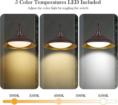 LED Outdoor Barn Lights, 12'' Farmhouse Exterior Wall Light Fixtures Wall Mount, Bronze Porch Lights Outside with Adjustable Color Temperature, Outdoor & Indoor, Oil Rubbed Bronze,1 Pack