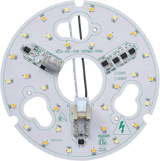 1-Pack 5.3" LED Retrofit Light Kit for Ceiling Flush 15W 120V 3000/4500/6000K LED Ceiling Fan Light Replacement Panel PCB Dimmable
