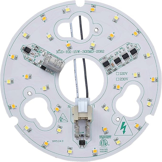1-Pack 5.3" LED Retrofit Light Kit for Ceiling Flush 15W 120V 3000/4500/6000K LED Ceiling Fan Light Replacement Panel PCB Dimmable