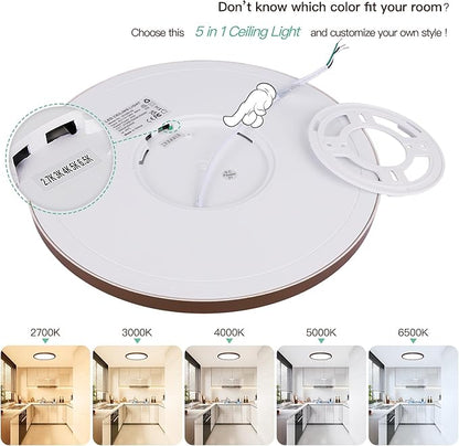 Brightever LED Flush Mount Ceiling Light Fixture Oil Rubbed Bronze, 24W 3200LM 5CCT Dimmable LED Ceiling Light, 2700K/3000K/4000K/5000K/6500K, 12 Inch Ceiling Lamp for Bedroom, Dining Room, 1 Pack