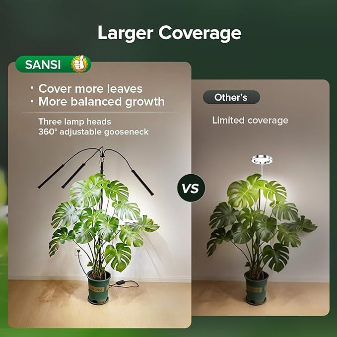 SANSI Grow Light for Large Indoor Plants, LED Plant Lights for Indoor Growing, Full Spectrum 4/8/12H Timer, 4-Level Dimmable, 79"-90" Height Adjustable, High PPFD for Tall Plants, Upgraded Stakes