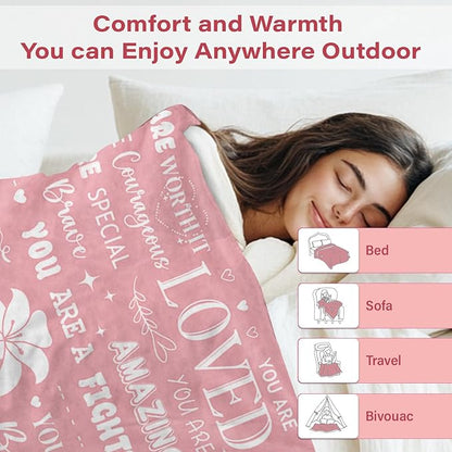 Get Well Blanket Gift for Women, Warm Recovery Blanket for Her, Best Get Well Soon Gifts for Women, Flannel Blankets for Couch, Sofa, Travel, Gifts for Christmas Thanksgiving Day 50x60