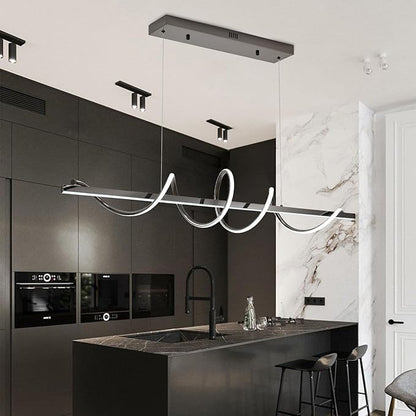 47.24" Modern Led Pendant Light for Kitchen Island Lighting,Electroplated Black Modern Chandelier for Dining Room over Table Dimmable Led Ceiling Pendant Lights Creative Snake-Shaped Twist Design