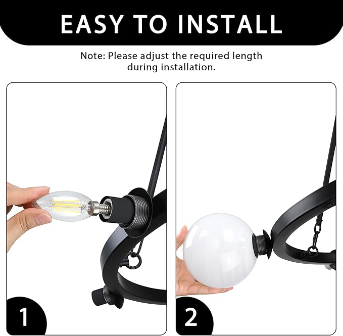 6-Light Globe Chandelier Mid Century Black Chandeliers,Modern Globe Round Pendant Light Fixture for Dining Room Over Table,Sputnik Pendant Light Fixture for Living Room Foyer Bedroom T720666CH-BK