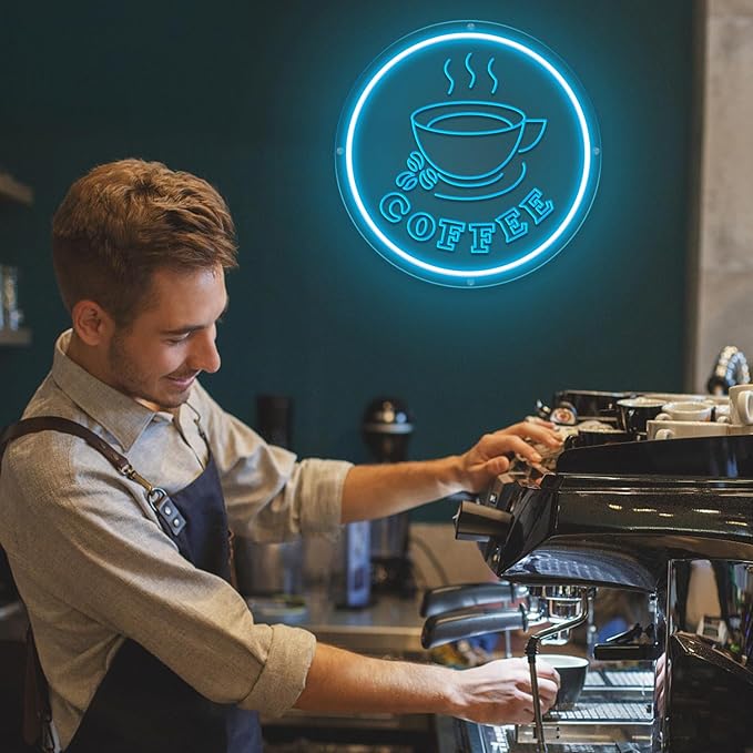 Coffee Neon Sign Coffee Bar Decor Dimming Coffee Sign or Restaurant Coffee Shop Cafe Bar Beer Pub Store Ad Window Display LED Coffee cup Kitchen Bedroom Man Cave Home Birthday Party