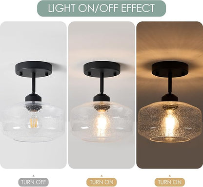 TeHenoo Sloped Ceiling Light with Clear Seeded Glass Shade, Adjustable for Kitchen,Hallway,Living Room