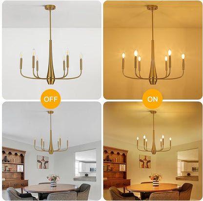 ACNKTZ Gold Chandelier Light Fixture, 6-Light Modern Farmhouse Kitchen Chandeliers Over Table Hanging, Industrial Metal Chandeliers for Dining Room Entryway Bedroom Living Room Foyer Hallway