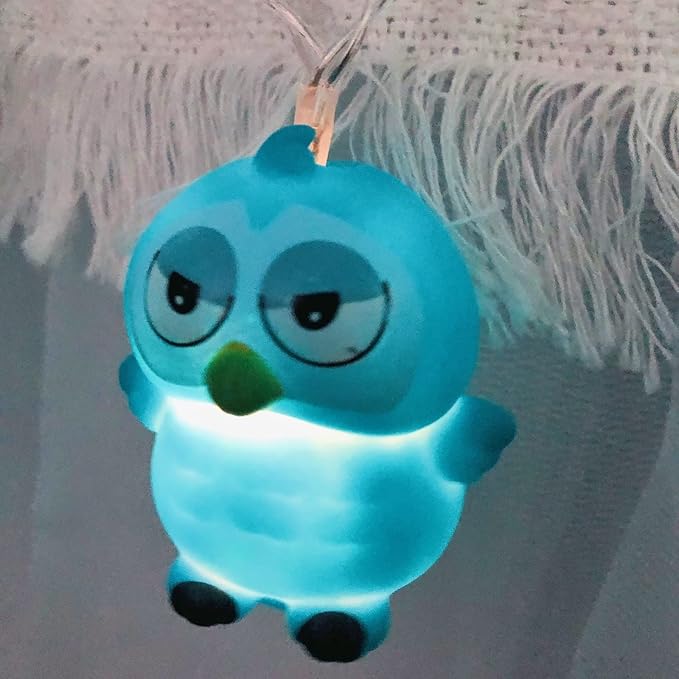 5.4 FT Owl String Lights,10 LED Christmas Owl Fairy Light Battery Operated for Home Party Camping Blue Owl Decoration (Blue Owl)