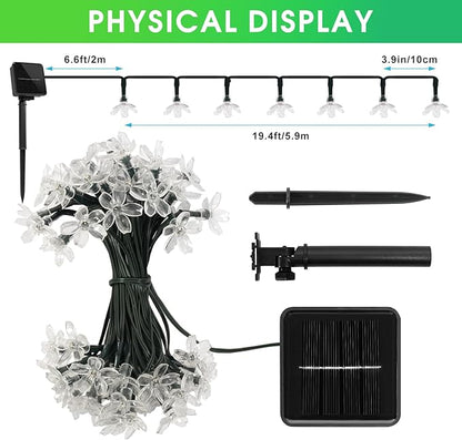 2 Pack Total 52FT 120 LED Solar String Lights Outdoor Waterproof Flower Fairy Lights for Garden Fence Patio Yard Christmas Tree Lawn Wedding Party Decor, Red and Green