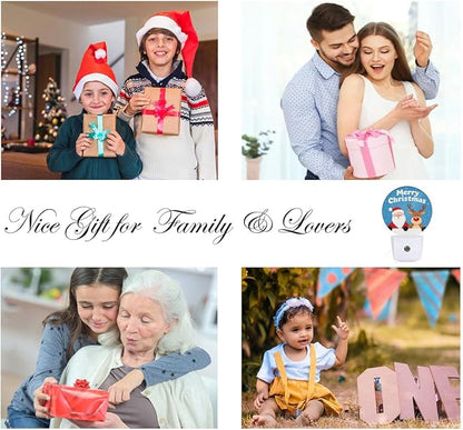 EKOBLA Santa & Reindeer Plug-in Night Light, Merry Christmas Snowflake LED Nightlight with Auto Sensor for Holiday