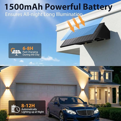 8PACK Solar Sconce Lights Outdoor,3000/4000/6000K 3 Modes Up and Down Solar Wall Lights Dusk to Dawn Lighting IP65 Waterproof Solars Lights Outdoor for Exterior Front Porch Garage Fence Patio Yard