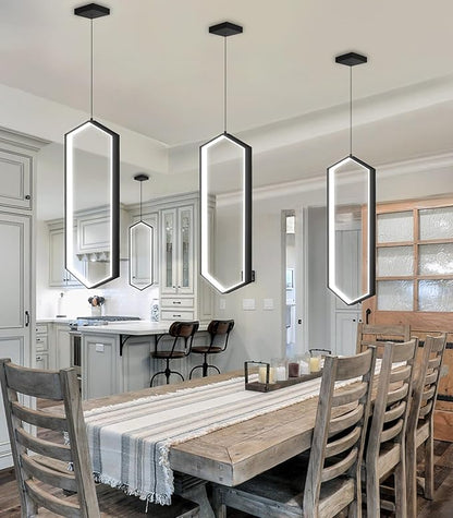 Ring Dimmable Pendant Lighting Adjust LED Mini Chandelier Ceiling Light Fixtures for Kitchen Island Dining Room Living Room Bedroom Hallway Black