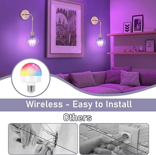 Battery Operated Wall Sconce, Wireless Wall Sconces Decor Set of 2 with RGB Color Changing Dimmable, Wall Sconces Set of Two with Remote, Vintage Wall Lamp for Bedroom Living Room etc