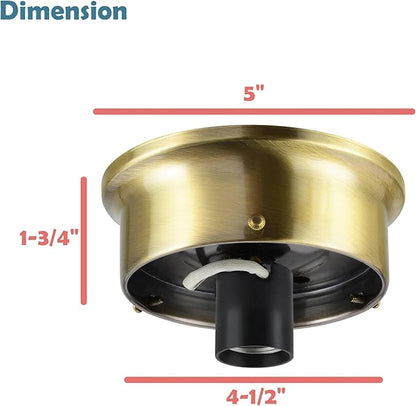 Aspen Creative 22105-07-1, Flush Mount Ceiling Fixture Shade Holder Kit in Antique Brass Finish 4-1/2" Fitter, 5" Diameter x 1-3/4" Height