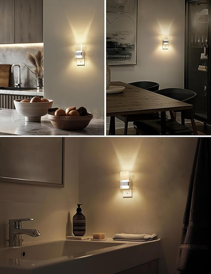 L LOHAS LED Night Light, Night Lights Plug Into Wall, Dusk-to-Dawn Sensor Decorative Night Light, 0-100LM Dimmable Nightlight, LED Acrylic Nightlights for Bathroom, Hallway, Adults, 1 Pack