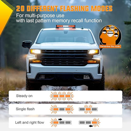 Nilight 12LED Wireless Emergency Strobe Light Red White 14 Inch Magnetic Mount Mini Light Bar 12V Rooftop Powered Hazard Warning Flashing Lights for Car Truck Trailer Snow Plow Construction Vehicles