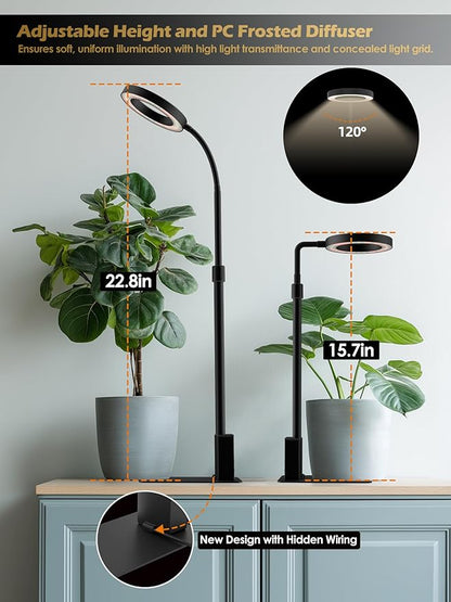 Smart Grow Lights for Indoor Plants, Plant Light with Auto-Timer, Full Spectrum LED Grow Light, Adjustable Height & Stepless Dimming,Plant Assistant Suitable for Most Plants (Black(Desktop2))