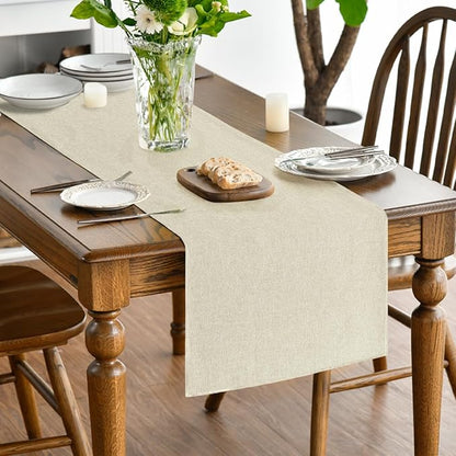 Artoid Mode Beige Table Runner, Seasonal Summer Fall Washable Kitchen Dining Table Decoration for Home Party Decor 13x120 Inch