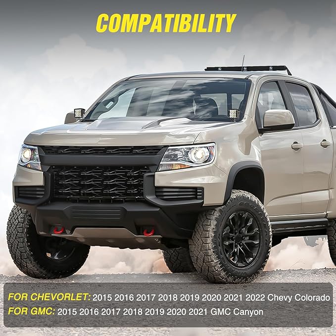 Nilight Ditch Light Brackets Hood Hinges Mount Bracket Kit for Auxiliary Offroad LED Pod Work Lighting on 2015-2022 Chevy Colorado 2015-2021 GMC Canyon