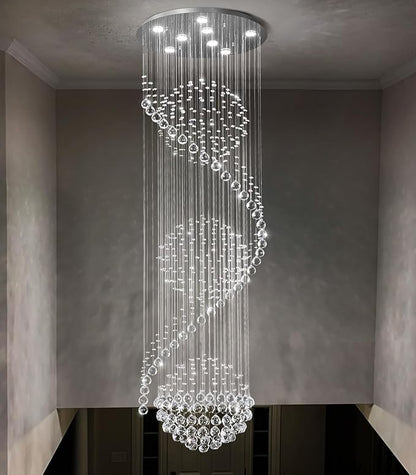 D24'' x H78'' Crystal Chandelier for Entryway High Ceiling Chandeliers Glam Chandelier Modern Large Raindrop Chandeliers LED Dimmable Light Fixtures for Staircaes Foyer Living Room