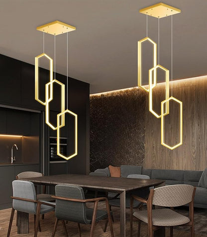 3-Rings Dimmable Pendant Lighting Adjust LED Mini Chandelier Ceiling Light Fixtures for Kitchen Island Dining Room Living Room Bedroom Gold