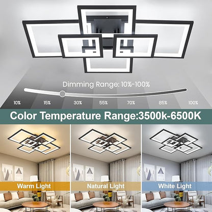 EIDISUNY Modern LED Ceiling Light, Square LED Flush Mount Ceiling Light, Dimmable Kitchen Light Fixtures with Remote&APP, Close to Ceiling Lighting Fixture for Dining Room Kitchen Living Room Bedroom