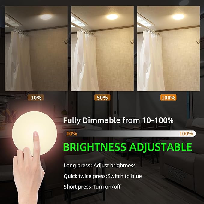 RV Ceiling Light 12V, 4.5Inch RV Light Interior, Dimmable Puck Dome Lights for Motorhome Boat Trailer (Warm White 6Pack)