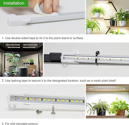 Wiaxulay 8 inch Grow Light Strip, 56 LEDs Full Spectrum Grow Lights for Indoor Plants, Under Cabinet Grow Lamp with Auto Timer 6/12/16 Hrs, 3 Lighting Mode, Ideal for Seedling, Plant Stand, 2 Bars