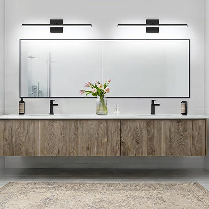 LED Bathroom Vanity Light, Modern Bathroom Light Fixture Over Mirror (Cool White 6000K), Vanity Light Bar with Angle Adjustable, 24 Inch, Black