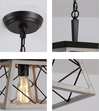 Q&S Farmhouse Dining Room Pendant Light Fixture,1-Light Industrial Chandelier Hanging Lights for Hallway Entryway Patio Kitchen Island UL Listed