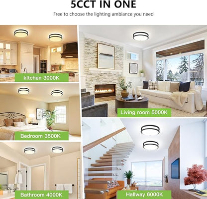 Black Flush Mount Ceiling Light - 4 Pack 24W 3000K/3500K/4000K/5000K/6000K Dimmable 10 Inch Led Ceiling Light Fixture for Bedroom Bathroom Kitchen Hallway (4, Black, 10 Inch)