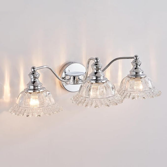 XIEDUN Chrome Vanity Light 3 Light Bathroom Lights Vanity Lights for Bathroom Bathroom Light Fixtures