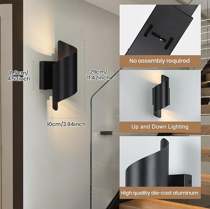 2 Packs Modern Wall Light Battery Operated Wall Sconces,Black Wireless Wall Lamp with Remote, Rechargeable Cordless Wall Sconce USB Charging for Bedroom Living Room Hallway (1 Pack)