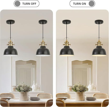 Farmhouse Small Pendant Lights, Black Pendant Lighting for Kitchen Island, lndustrial Adjustable Height Hanging Light for Barn, Dining Room, 1 Pack