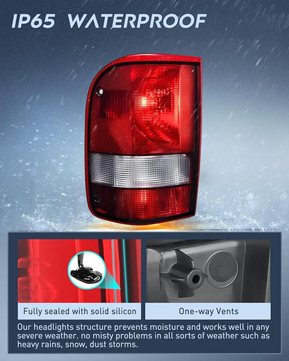 Nilight Taillight Assembly Compatible with 1993 1994 1995 1996 1997 Ford Ranger Dark Red Tail Light OE Style Rear Lamp Replacement Driver Side