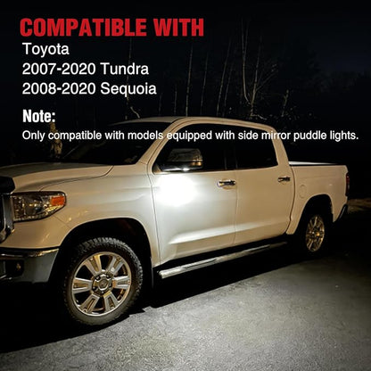 Nilight 2PCS LED Side Mirror Puddle Lights Compatible with 2007-2020 Toyota Tundra 2008-2020 Toyota Sequoia, 6000K White