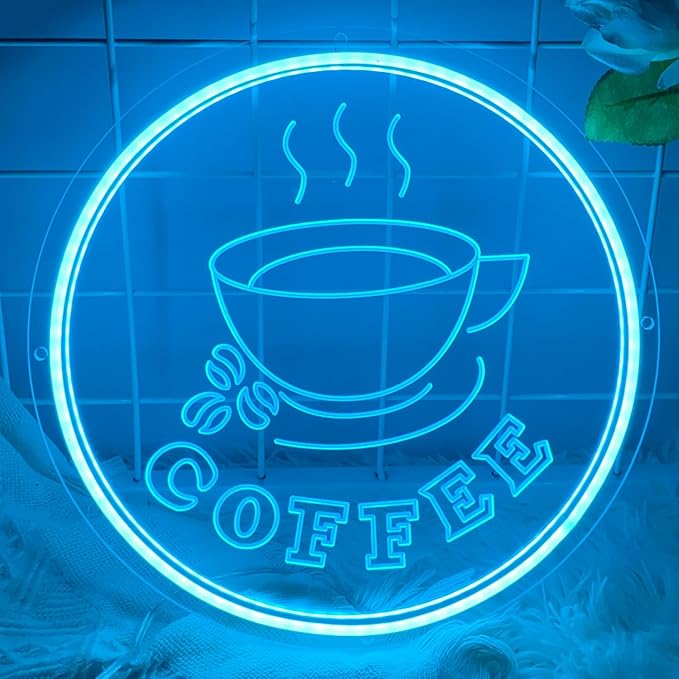 Coffee Neon Sign Coffee Bar Decor Dimming Coffee Sign or Restaurant Coffee Shop Cafe Bar Beer Pub Store Ad Window Display LED Coffee cup Kitchen Bedroom Man Cave Home Birthday Party