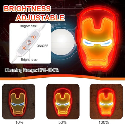 Gaming Neon Signs Iron-Man Neon Sign Anime Gamer LED Lights for Man Cave Wall Decor Bedroom Mar-vel Fans Gamer Teen Boys Party Gifts