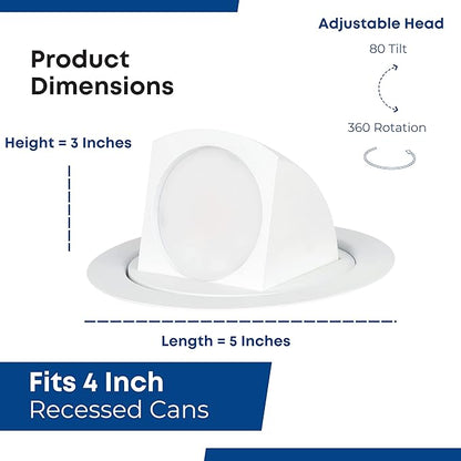 Feit Electric 4 inch Adjustable Scoop Recessed LED Downlight - 5000K Daylight - Dimmable - 65W Equivalent - 45 Year Life - 720 Lumen - High CRI